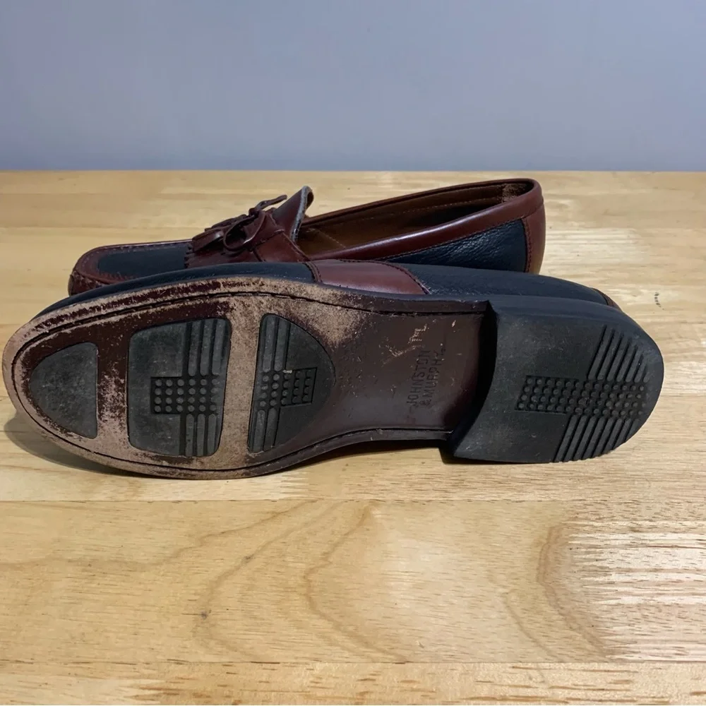 Johnston Murphy Mens Loafer Aragon II Kiltie Tassel Leather Black Brown Sz 11.5M